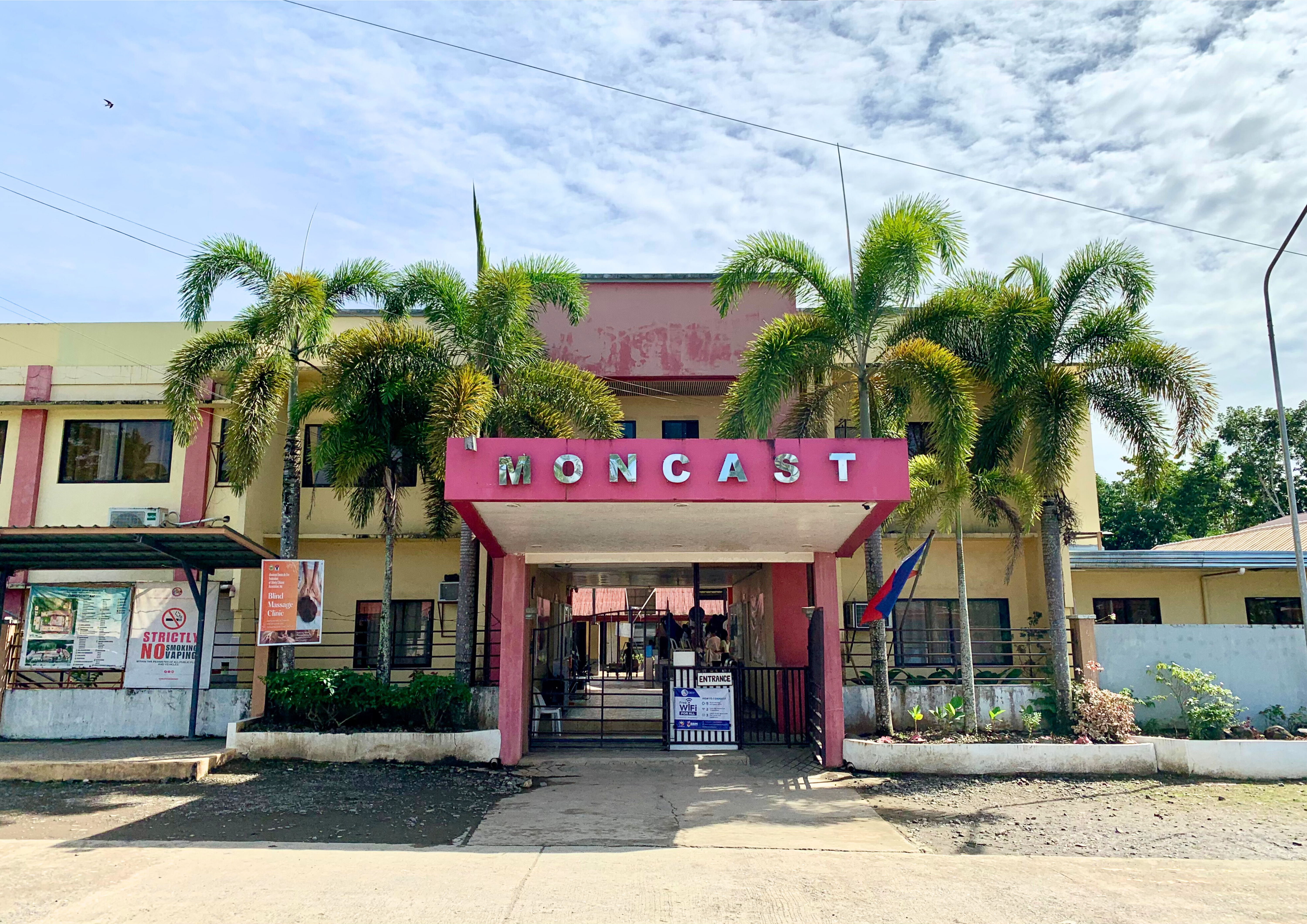 The MonCAST main building and campus entrance in Monkayo